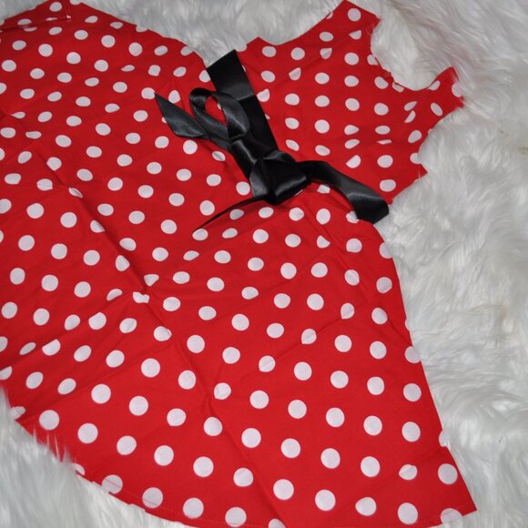 Polka Dots Dress Girl Vintage 1950s Rockabilly Sleeveles Swing A-line - Picture 5 of 7